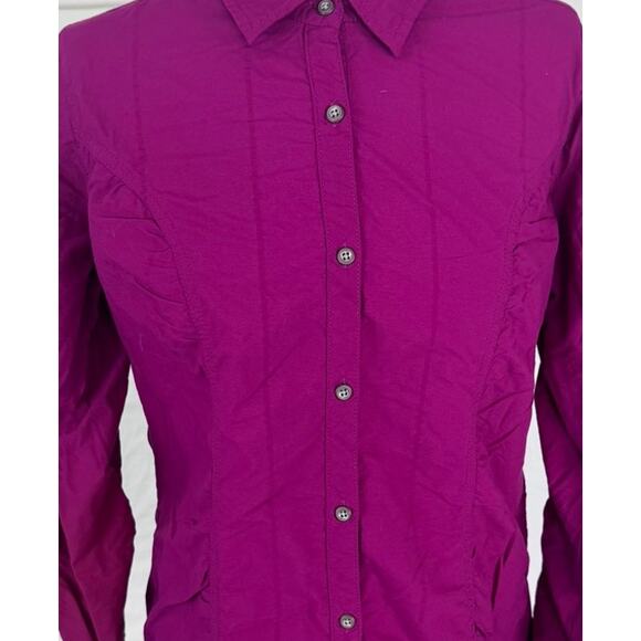 Cabela's Womens Medium Purple Button Front Shirt 100% Nylon Roll Tab Sleeves - Picture 2 of 9
